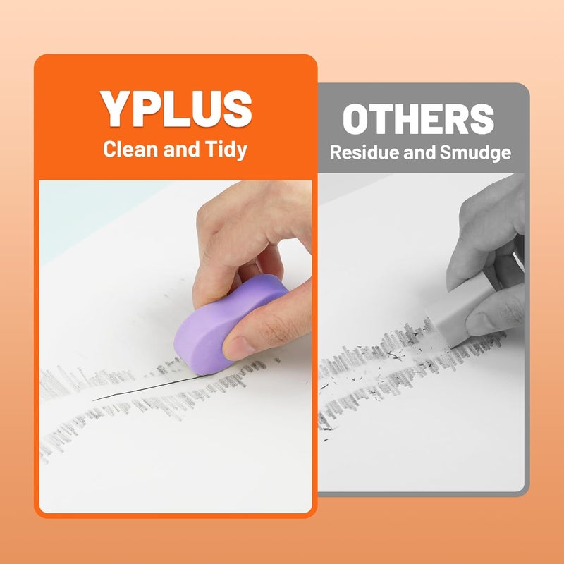 Y plus+ Eraser Line - Hipolymer Pencil Erasers for School Office, Cute White Rubber Eraser for Kids, Artist No Residues, 6 Pcs Multicolors - Image 2